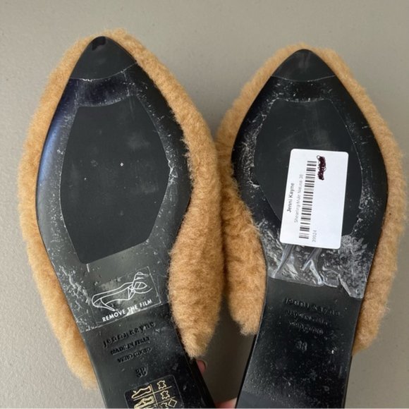 Jenni Kayne Shearling Pointed Toe Flat Mule in Natural EU38 US7.5-8 - Picture 6 of 8